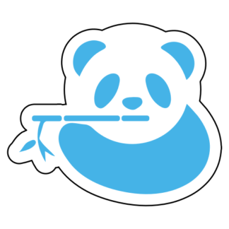 Panda Eating Bamboo Sticker (Baby Blue)